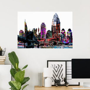 Poster Cincinnati, Ohio en graffiti