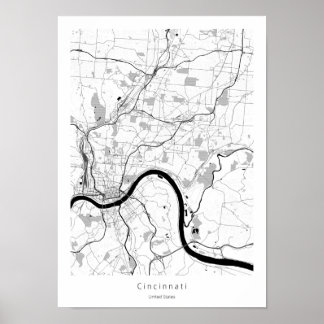 Poster Cincinnati Ohio Moderne Minimale Simple Carte