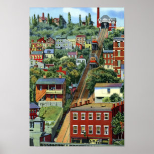 Poster Cincinnati Ohio Mt Adams Incline