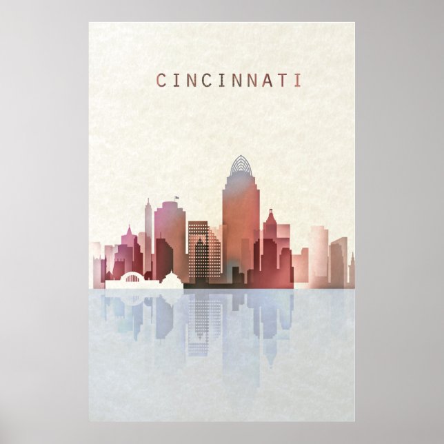 Poster Cincinnati Skyline, Cincinnati Poster, Ohio Art (Devant)