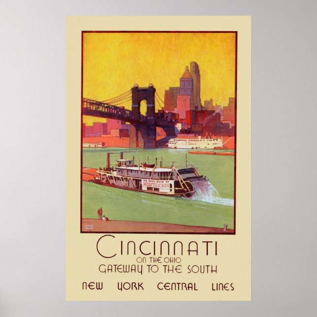Poster Cincinnati sur la porte d'entrée de l'Ohio au sud (Devant)