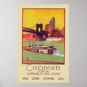 Poster Cincinnati sur le passage de l'Ohio aux sud