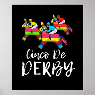 Poster Cinco De Derby Kentucky pinata Sombrero Mexique