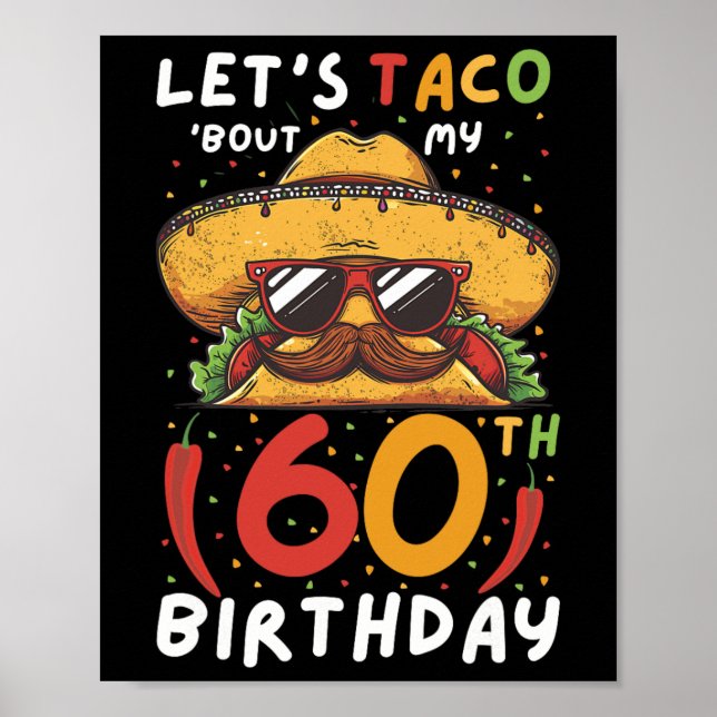 Poster Cinco De Mayo 60e Anniversaire Taco Age 60 Bi Mexi (Devant)
