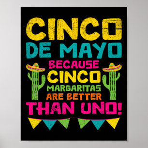 Poster Cinco De Mayo Becauso Cinco Margaritas