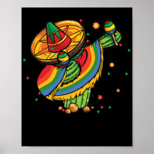 Poster Cinco de Mayo Cactus Dabbing mexicain