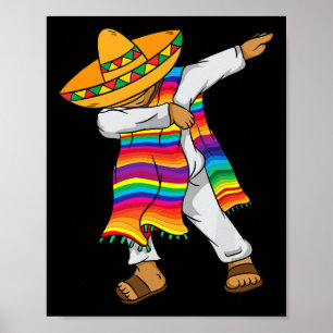 Poster Cinco De Mayo Dabbing Mexicaine Poncho Enfants
