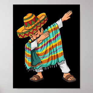 Poster Cinco de Mayo Dabbing Poncho Sombrero Amusant mexi