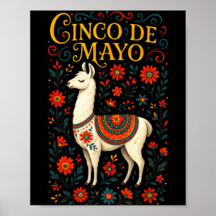 Poster Cinco de mayo - fête de la llama art