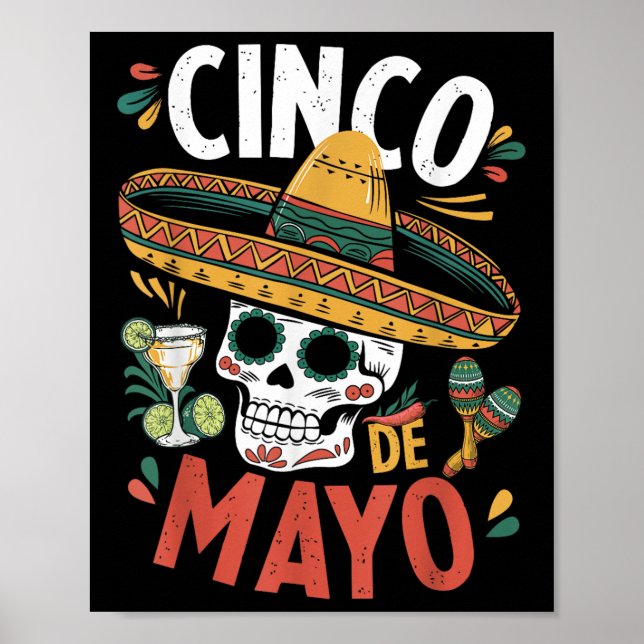 Poster Cinco De Mayo Funny Camisa Mexicaine Sombrero Fies (Devant)