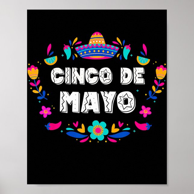 Poster Cinco De Mayo Hommes Femmes Enfants Mexicain Fiest (Devant)