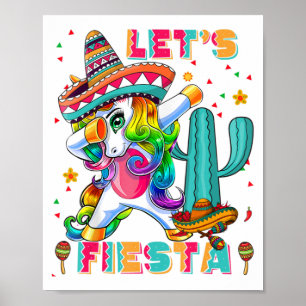 Poster Cinco De Mayo Lets Fiesta Mexican Cactus Unicorn D