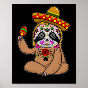 Poster Cinco De Mayo Sloth Halloween Mexicaine Jour De La