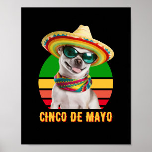Poster Cinco De Mayo Sombrero Chihuahua Avec Lunettes De