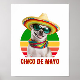 Poster Cinco De Mayo Sombrero Chihuahua Avec Lunettes De