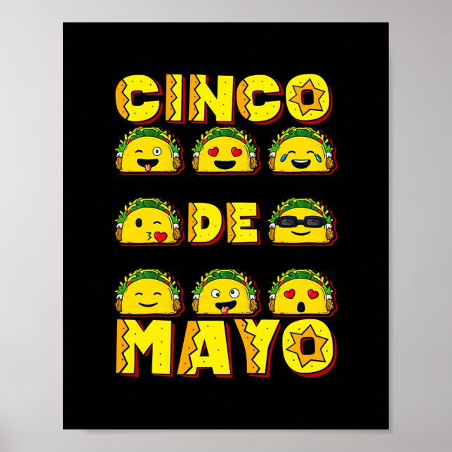 Poster Cinco de Mayo Taco Funny Boys Hommes Cuisine mexic (Devant)