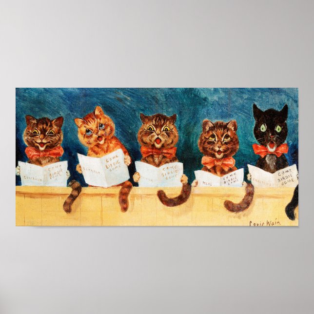 Poster Cinq chats chanteurs, Louis Wain (Devant)