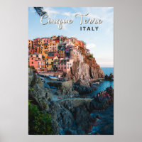 Cinque Terre Italy Watercolor Vintage 