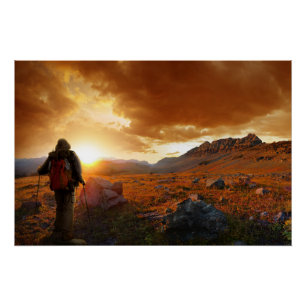 Poster Cinty Mountain Sunset - Parc national des Glaciers