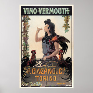 Poster Cinzano VINO VERMOUTH Italien Vin Herbal Liqueur