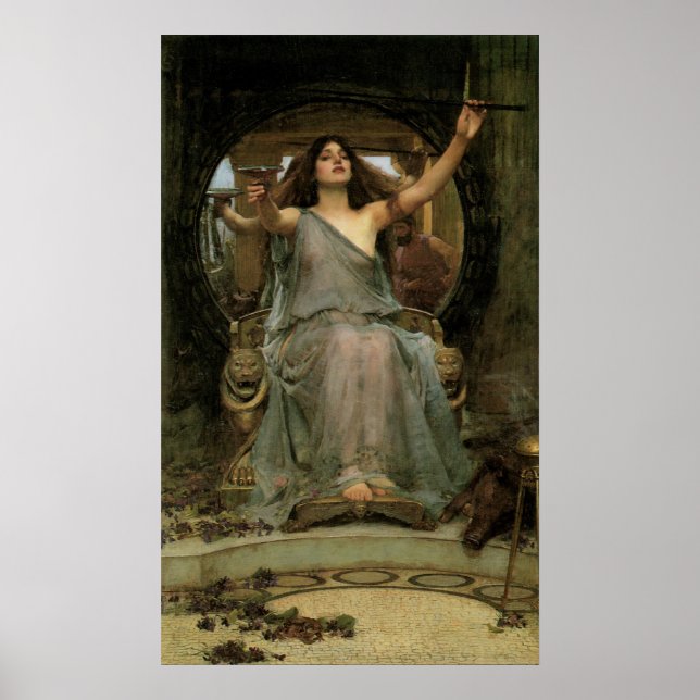 Poster Circe Offering the Cup to Ulysses par JW Waterhous (Devant)