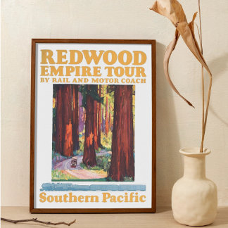 Poster Circuit Empire du Parc National de Redwood Vintage