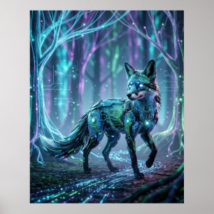 Poster Circuit Fox Forêt Néon