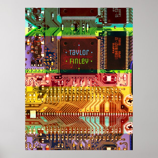 Poster Circuit imprimé cool électronique d'informatique P (Devant)