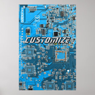Poster Circuit imprimé personnalisé bleu pour les profess