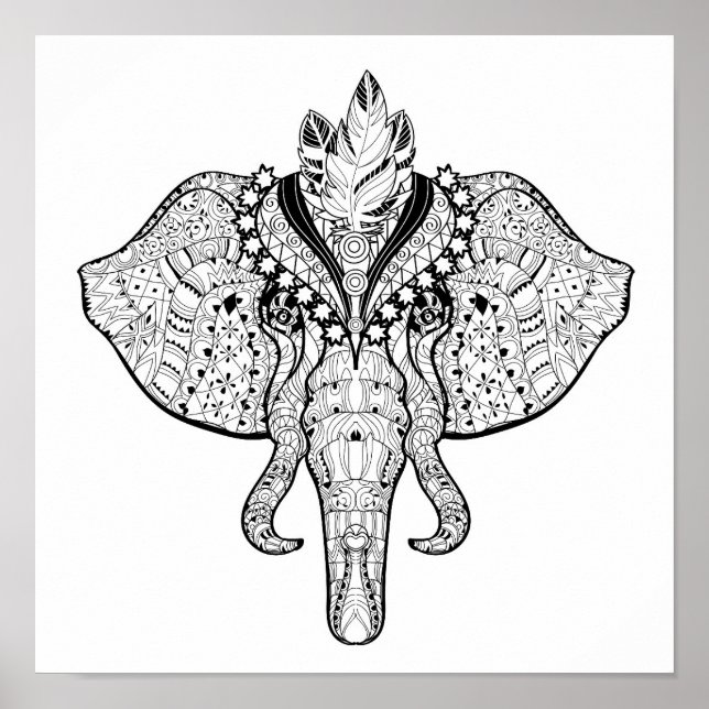 Poster Cirque Eléphant Doodle 2 (Devant)