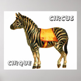 Poster cirque vintage exécutant zèbre