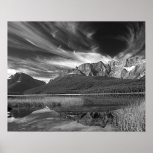 Poster Cirrus nuages au-dessus du lac Waterfowl, Banff