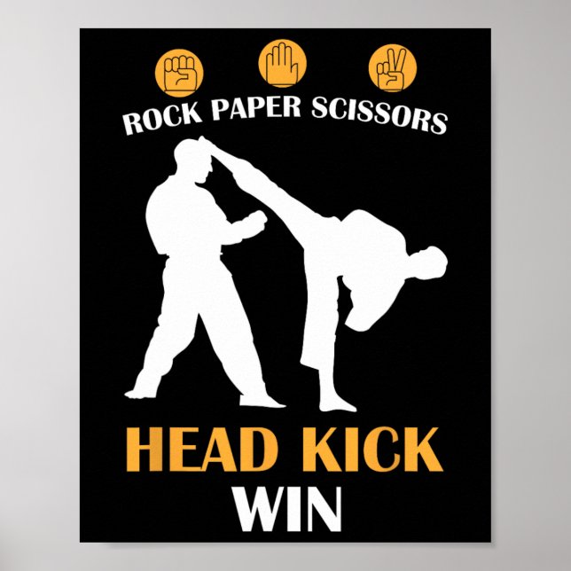 Poster Ciseaux de papier rocheux Tête Kick I Win Yellow K (Devant)