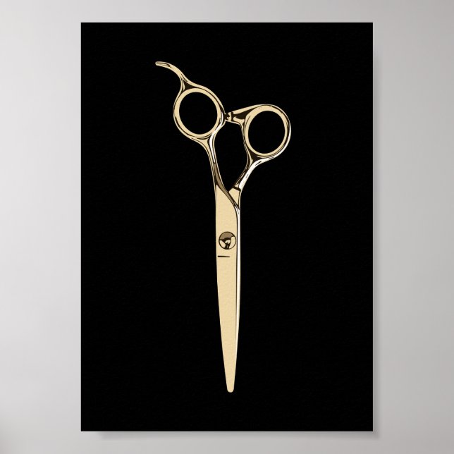 Poster Ciseaux Or moderne Stylo de cheveux Hair Salon Bar (Devant)