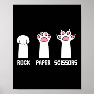 Poster Ciseaux Papier Rocher Pâtes de chat Jeu mignonne P