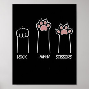Poster Ciseaux Papier Rocher Paw Game Chat Aimer Animal E
