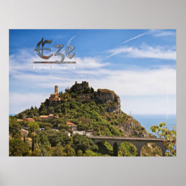 Poster citadelle médiévale Eze, Provence, France