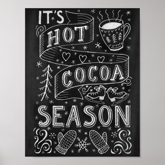 Poster Citation à la main de la saison chaude de cacao (Devant)