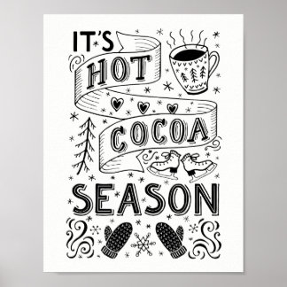 Poster Citation à la main de la saison du cacao chaud
