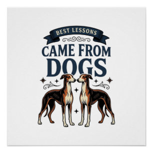 Poster Citation Amoureux de Chien Gravure Vintage Typogra