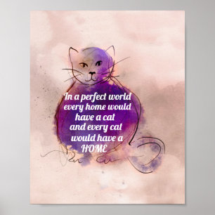 Poster Citation amoureux des chats sur la conception aqua