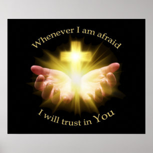 Poster Citation biblique avec des mains tenant une croix