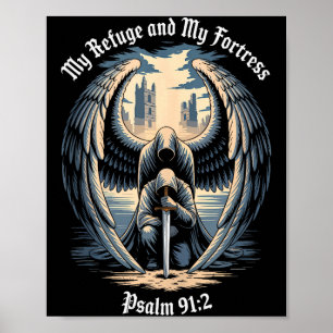 Poster Citation biblique de l'ange gardien gothique chrét
