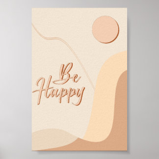 Poster Citation Boho Bonheur Typographie Neutre Impressio