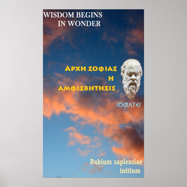 Poster Citation célèbre de Socrate - La sagesse commence  (Devant)