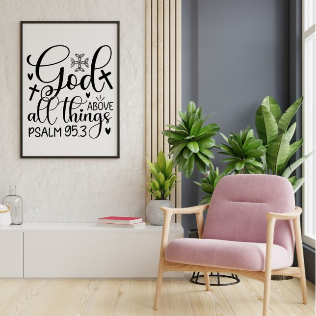 Poster Citation chrétienne inspirée de la foi noire blanc (Créateur téléchargé)