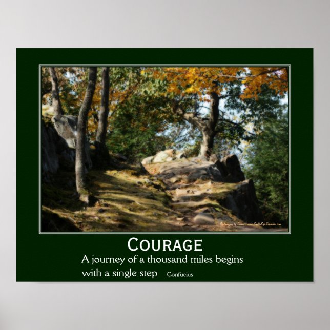 Poster Citation Courage Woodland Path Inspiration (Devant)