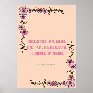 Poster Citation Courageuse Imprimée – Motivation Florale