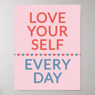 Poster Citation d'amour motivationnel Cœurs rouges et ble