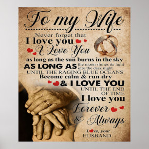 Poster Citation D'Amour Pour La Femme   Cadeau familial m